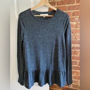 Loft Textured Long Sleeve Peplum Tee